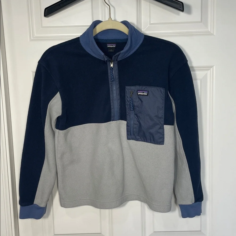 Patagonia Kids' Microdini 1/2-Zip Pullover Size 6 Blue Grey Fleece